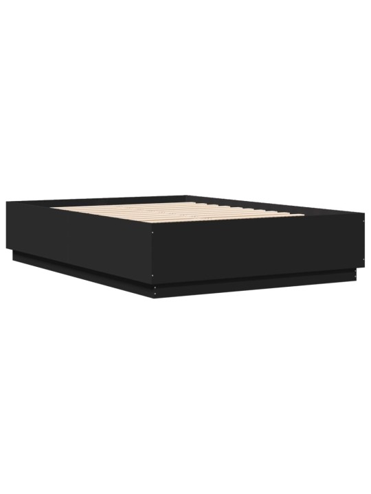 Voodiraam LED-tuledega, must, 150 x 200 cm, tehispuit
