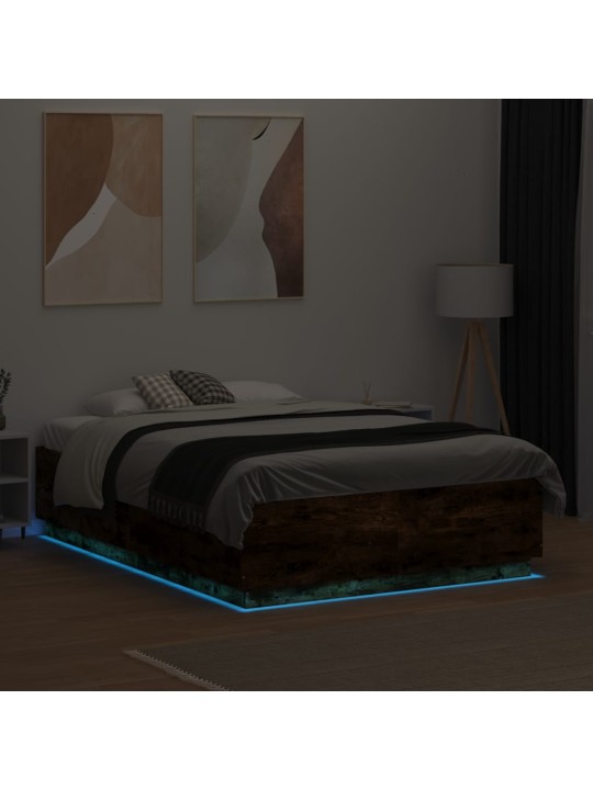 VOODIRAAM LED-TULEDEGA, SUITSUTATUD TAMM, 140X190 CM, TEHISPUIT
