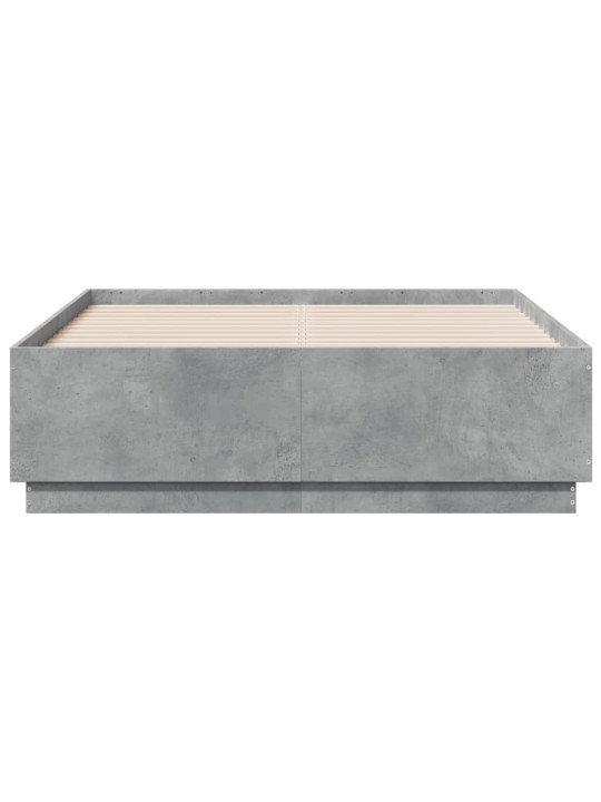 Voodiraam LED-tuledega, betoonhall, 120 x 200 cm, tehispuit