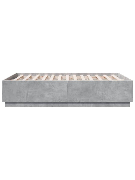 Voodiraam LED-tuledega, betoonhall, 120 x 200 cm, tehispuit