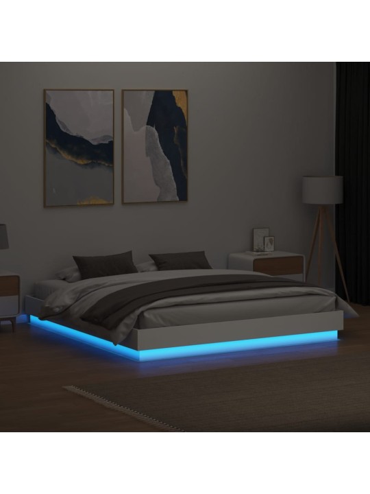 Voodiraam LED-tulega, valge, 180 x 200 cm