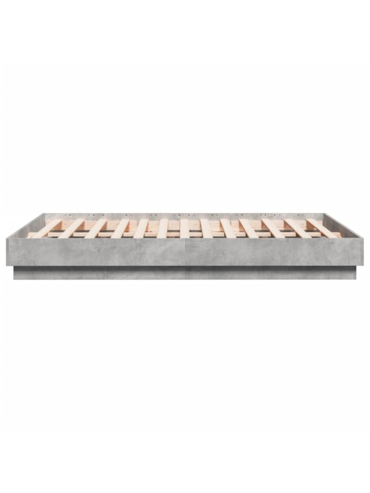 Voodiraam LED-tuledega, betoonhall, 135 x 190 cm