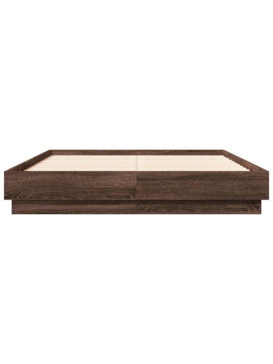 Voodiraam LED-tuledega, pruun tamm, 135 x 190 cm
