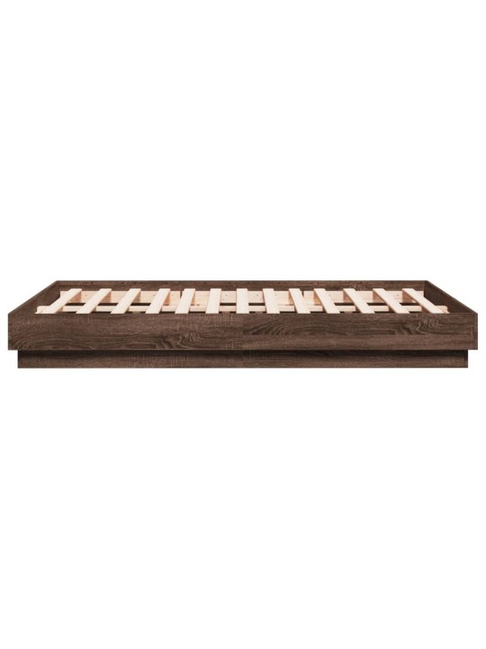 Voodiraam LED-tuledega, pruun tamm, 135 x 190 cm