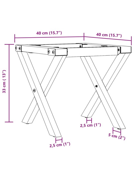 Kohvilaua jalad, x-raam, 40 x 40 x 33 cm, malm