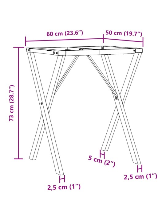 Söögilaua jalad, x-raam, 60 x 50 x 73 cm, malm