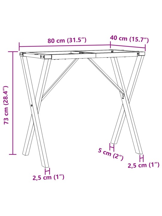 Söögilaua jalad, x-raam, 80 x 40 x 73 cm, malm