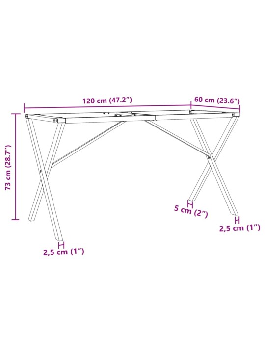 Söögilaua jalad, x-raam, 120 x 60 x 73 cm, malm