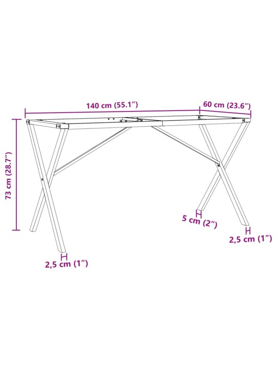 Söögilaua jalad, x-raam, 140 x 60 x 73 cm, malm