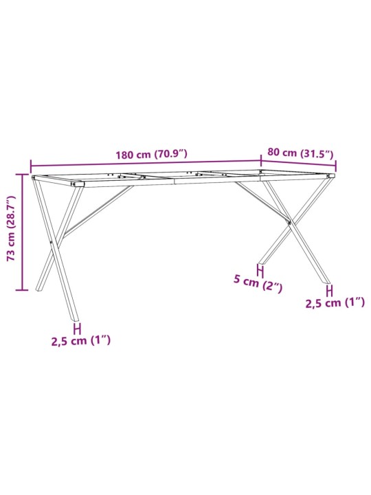 Söögilaua jalad, x-raam, 180 x 80 x 73 cm, malm