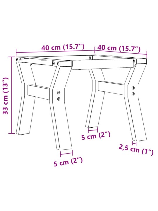 Kohvilaua jalad, y-raam, 40 x 40 x 33 cm, malm