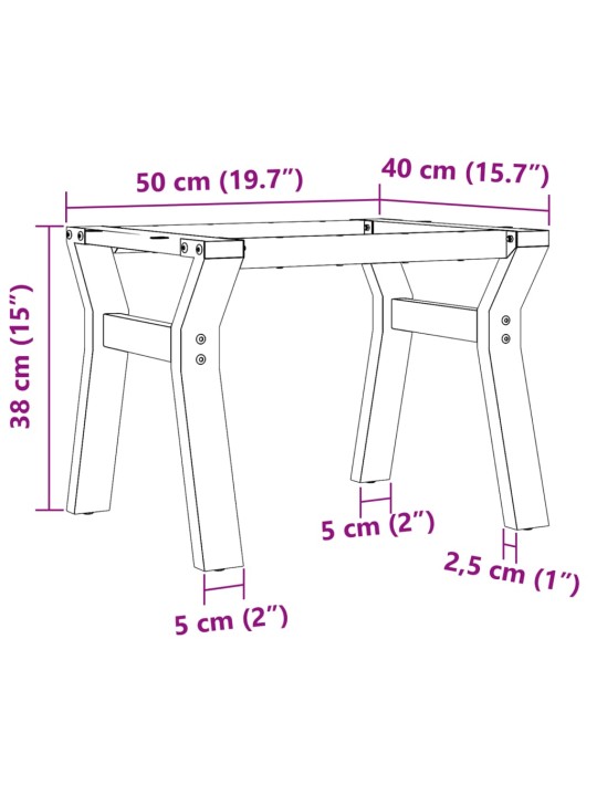 Kohvilaua jalad, y-raam, 50 x 40 x 38 cm, malm