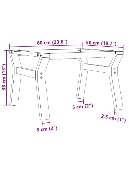 Kohvilaua jalad, y-raam, 60 x 50 x 38 cm, malm