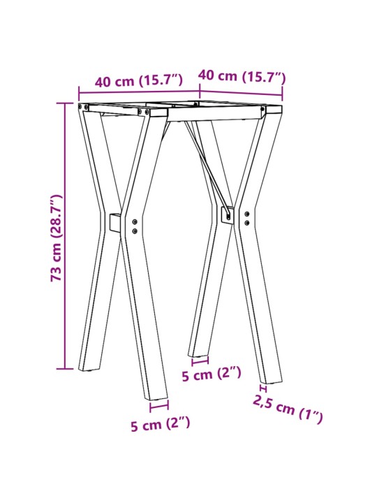 Söögilaua jalad, y-raam, 40 x 40 x 73 cm, malm