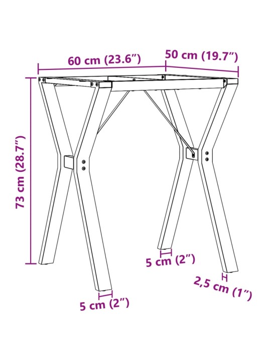 Söögilaua jalad, y-raam, 60 x 50 x 73 cm, malm