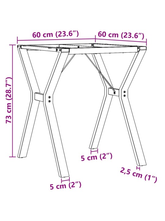 Söögilaua jalad, y-raam, 60 x 60 x 73 cm, malm