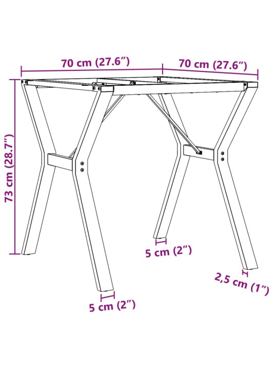 Söögilaua jalad, y-raam, 70 x 70 x 73 cm, malm