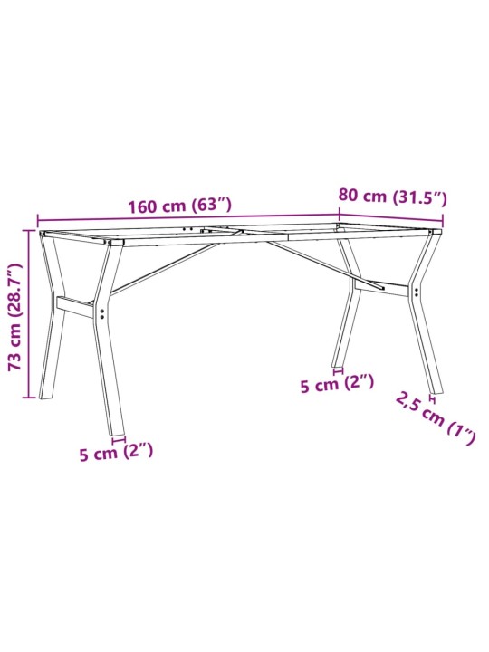 Söögilaua jalad, y-raam, 160 x 80 x 73 cm, malm