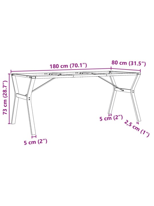 Söögilaua jalad, y-raam, 180 x 80 x 73 cm, malm