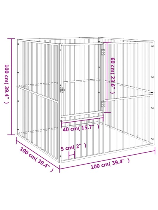 Koera mänguaedik, 4 paneeliga, must, tsingitud teras