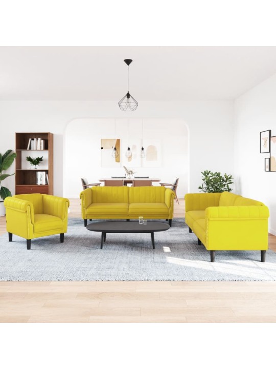 3-osaline diivanikomplekt, kollane, samet