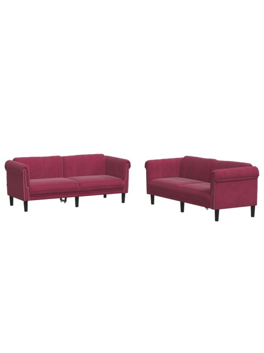 2-osaline diivanikomplekt, punane, samet