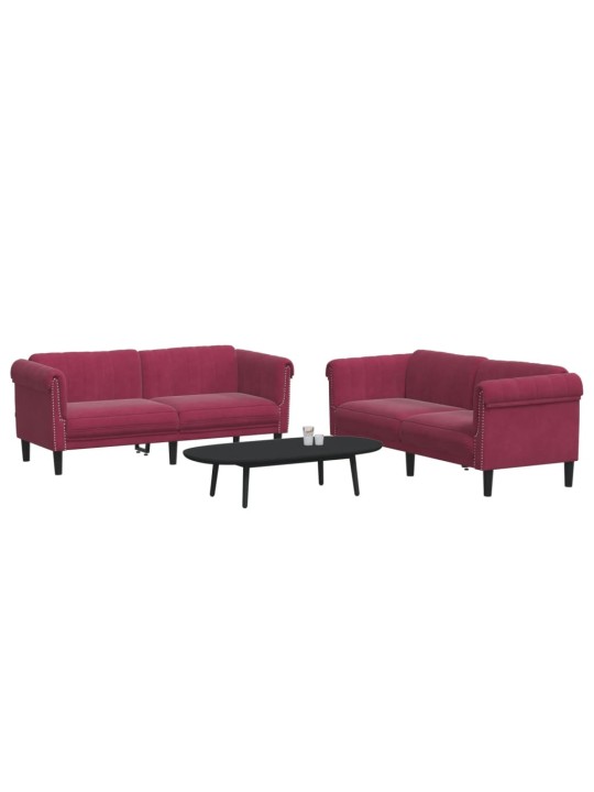 2-osaline diivanikomplekt, punane, samet