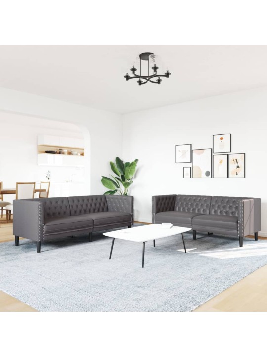 2-OSALINE CHESTERFIELDI DIIVANIKOMPLEKT HALL KUNSTNAHK
