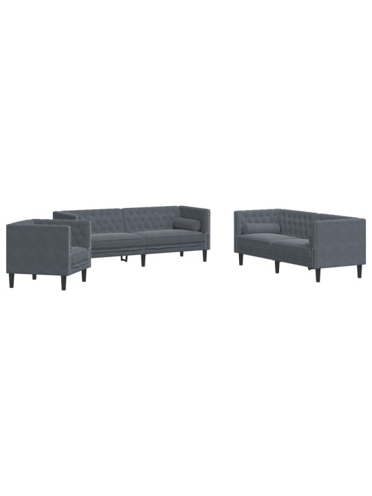 3-OSALINE DIIVANITE KOMPLEKT RULLPATJADEGA, TUMEHALL, SAMET