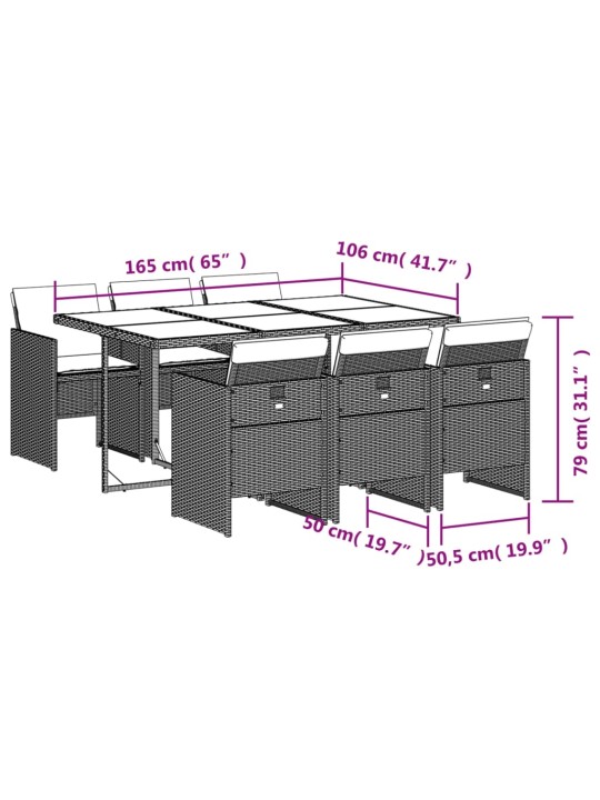 7-osaline aiamööbli komplekt patjadega, helehall, polürotang