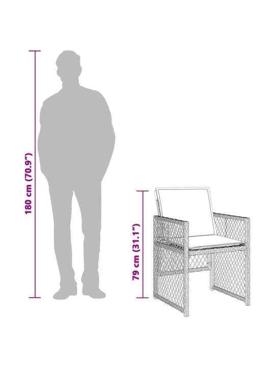 5-osaline aiamööbli komplekt patjadega, beež, polürotang