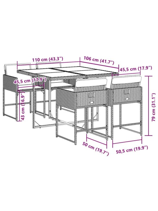 5-OSALINE AIAMÖÖBLI KOMPLEKT PATJADEGA, MUST, POLÜROTANG