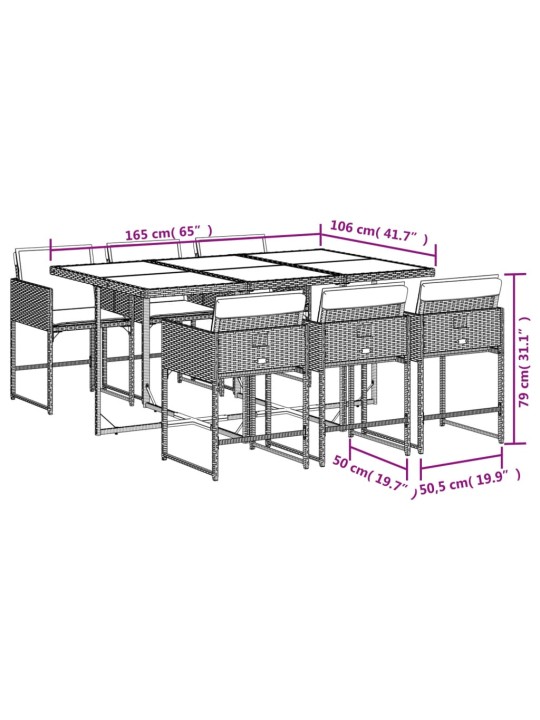 7-osaline aiamööbli komplekt patjadega, beež, polürotang