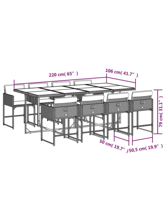 9-osaline aiamööbli komplekt patjadega, beež, polürotang