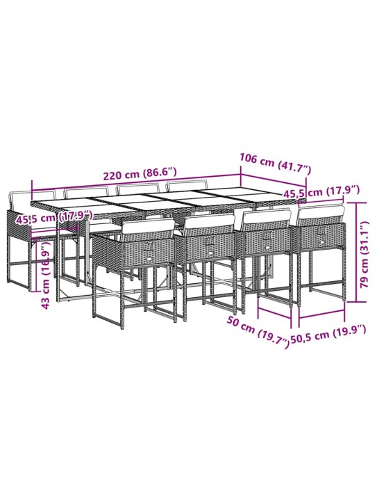 9-OSALINE AIAMÖÖBLI KOMPLEKT PATJADEGA, MUST, POLÜROTANG