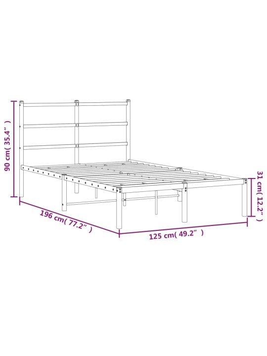 Metallist voodiraam peatsiga, must, 120x190 cm