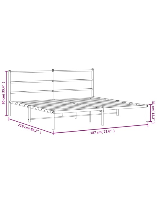 Metallist voodiraam peatsiga, must, 183x213 cm