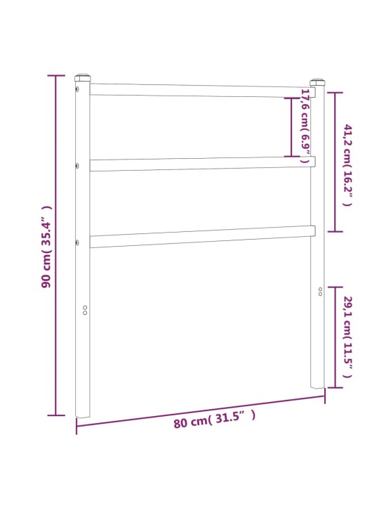 Metallist voodipeats, must, 75 cm