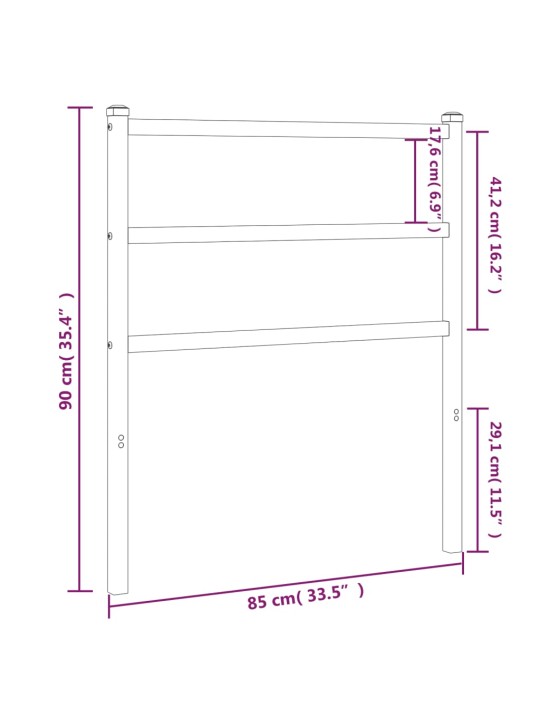 Metallist voodipeats, must, 80 cm