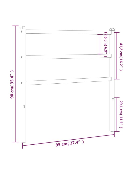 Metallist voodipeats, must, 90 cm