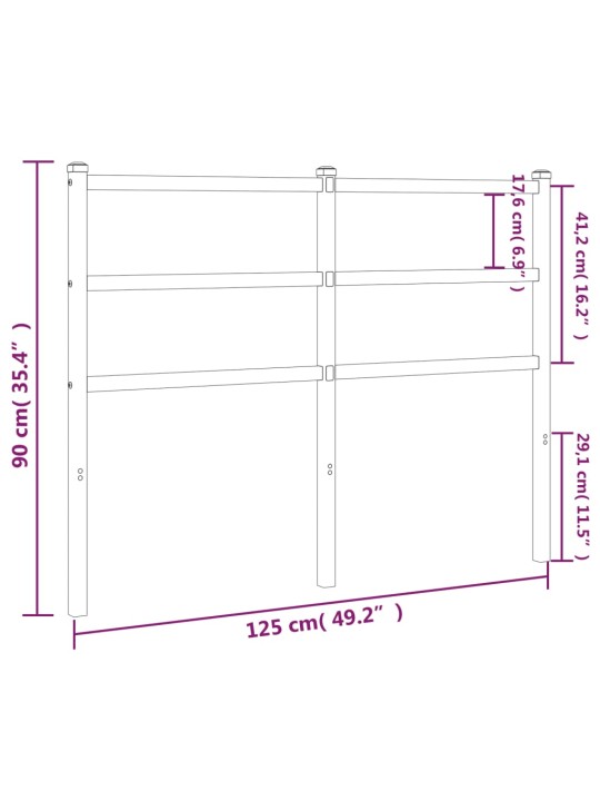 Metallist voodipeats, must, 120 cm