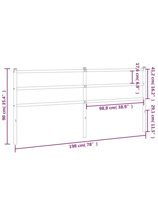 Metallist voodipeats, must, 193 cm