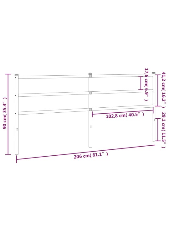 Metallist voodipeats, must, 200 cm