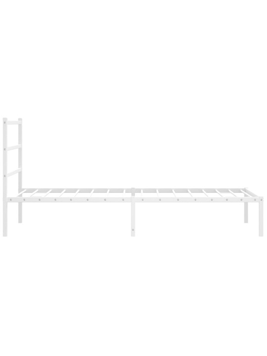 Metallist voodiraam peatsiga, valge, 100x200 cm