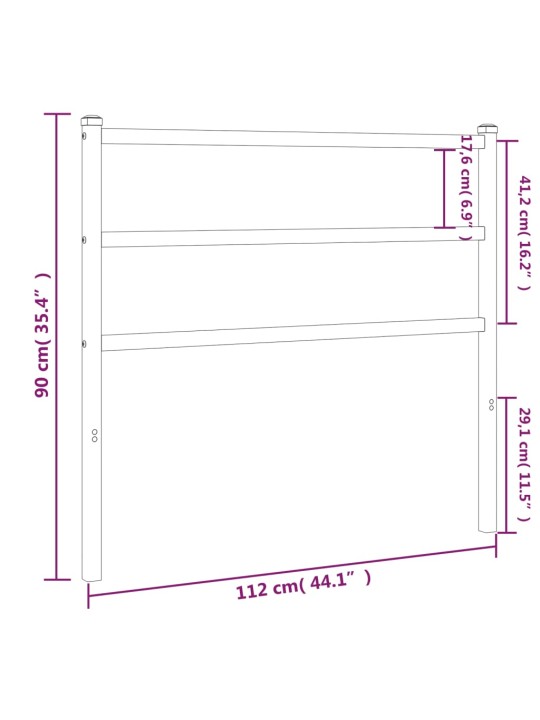 Metallist voodipeats, valge, 107 cm