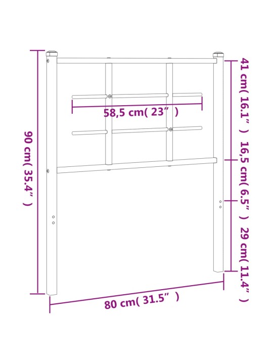 Metallist voodipeats, must, 75 cm