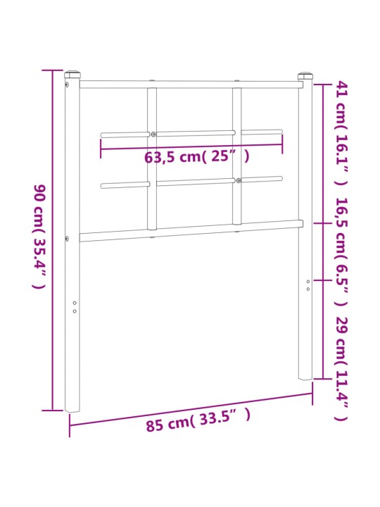 Metallist voodipeats, must, 80 cm