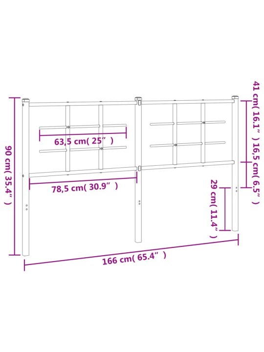 Metallist voodipeats, must, 160 cm