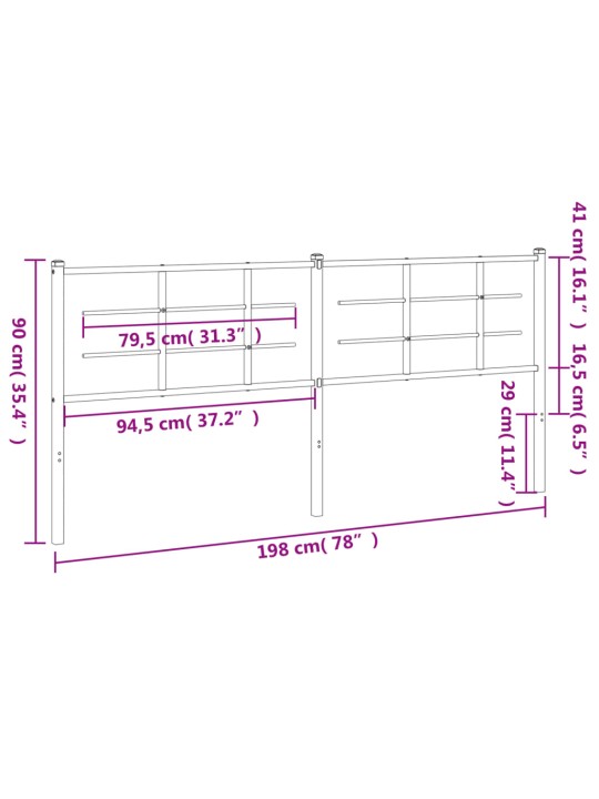 Metallist voodipeats, must, 193 cm