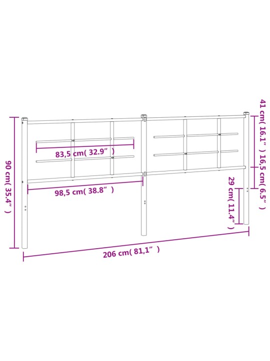 Metallist voodipeats, must, 200 cm